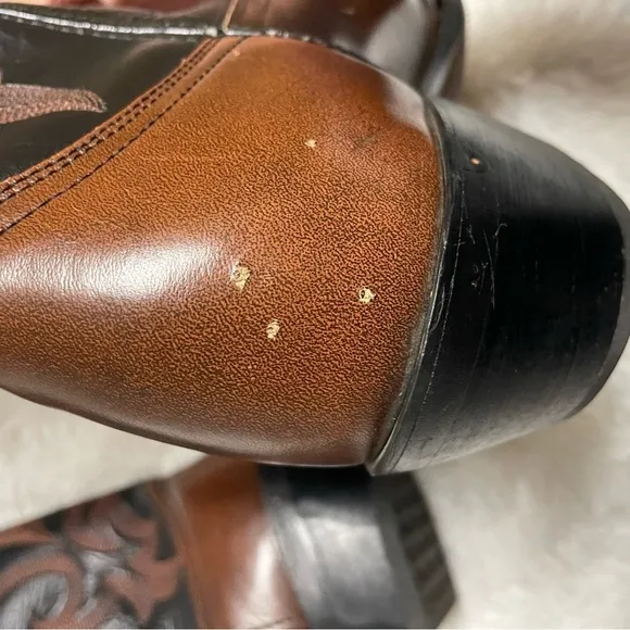 Durango Cowboy Boots Mens Size 10D Western Leather Toe Cap Brown Black DB464