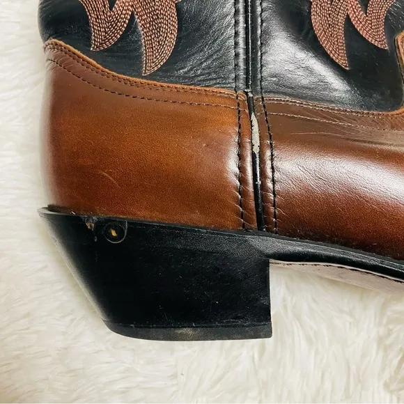 Durango Cowboy Boots Mens Size 10D Western Leather Toe Cap Brown Black DB464