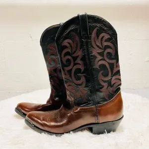 Durango Cowboy Boots Mens Size 10D Western Leather Toe Cap Brown Black DB464