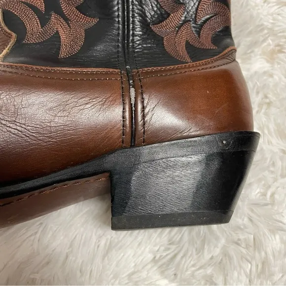 Durango Cowboy Boots Mens Size 10D Western Leather Toe Cap Brown Black DB464