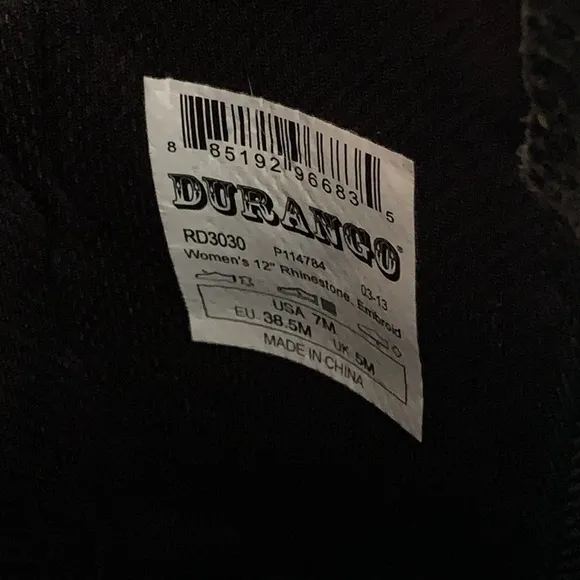 Durango Crush Cowboy Boots RD3030 Size 7 Floral Embroidery Western Rhinestone