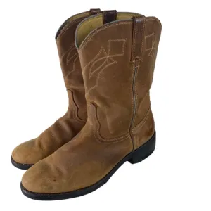 Durango Mens 9 D Cowboy Boots Western Tan Brown Leather Pull On Work Rodeo
