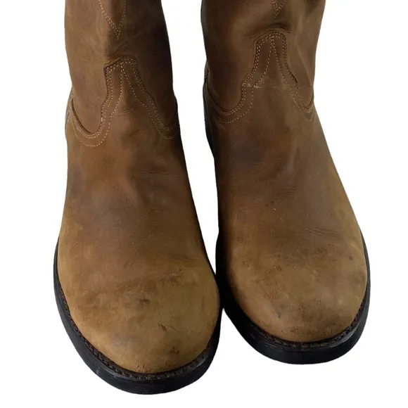 Durango Mens 9 D Cowboy Boots Western Tan Brown Leather Pull On Work Rodeo