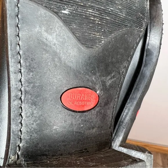 DURANGO Oil Resistant Black Leather Western Boots. Size 10.5