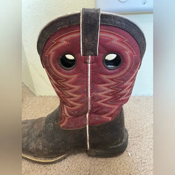Durango Unisex Kids 4.5M Western Boots Square Toe Chestnut Red Crimson