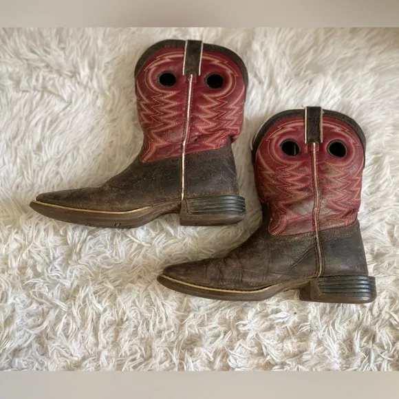 Durango Unisex Kids 4.5M Western Boots Square Toe Chestnut Red Crimson