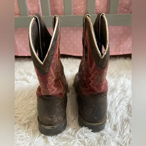 Durango Unisex Kids 4.5M Western Boots Square Toe Chestnut Red Crimson