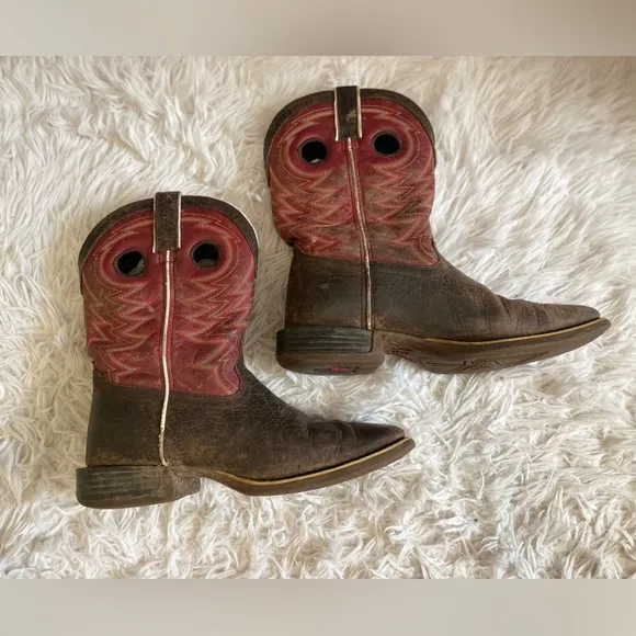 Durango Unisex Kids 4.5M Western Boots Square Toe Chestnut Red Crimson