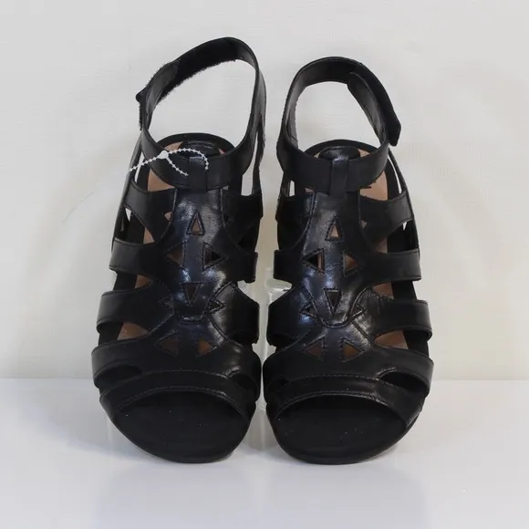 Earth Pisa Chatham Black Leather Open Toe Gladiator Sandal NWT NIB