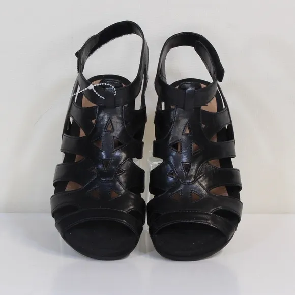 Earth Pisa Chatham Black Leather Open Toe Gladiator Sandal NWT NIB