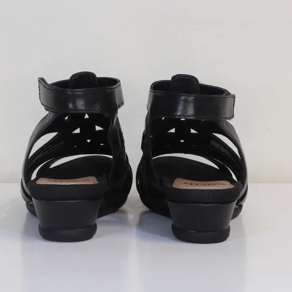 Earth Pisa Chatham Black Leather Open Toe Gladiator Sandal NWT NIB