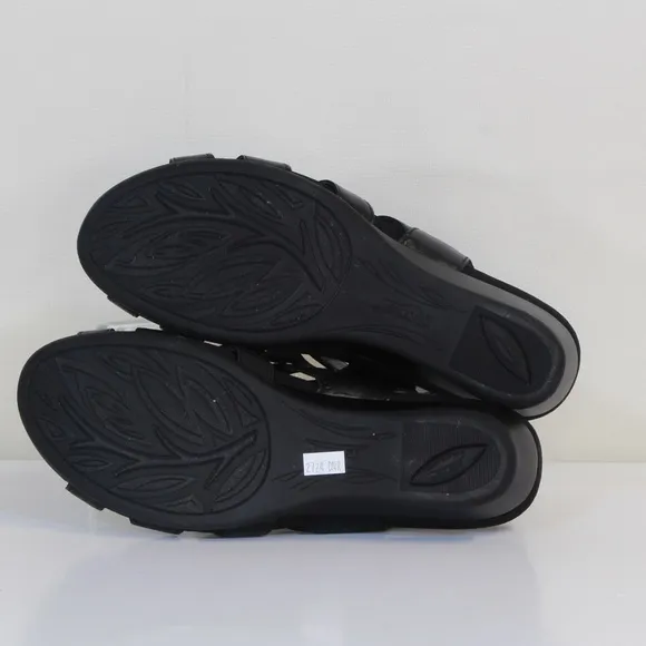 Earth Pisa Chatham Black Leather Open Toe Gladiator Sandal NWT NIB