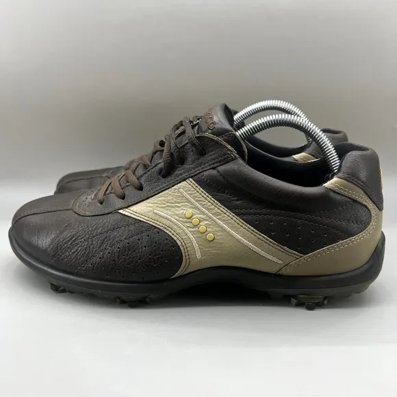 ECCO Casual Cool ll Hydromax Golf Cleats Men's 8-8.5 US, 42 EU Brown Low Shoes