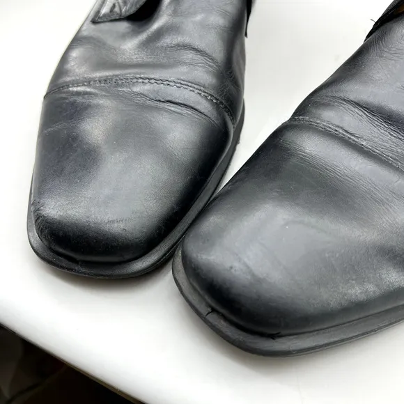Ecco Chukka Boots Men Size 13 US, 47 EU Black Leather Cap Toe Ankle Formal Shoes