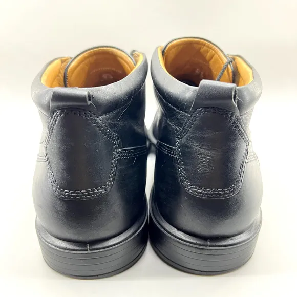 Ecco Chukka Boots Men Size 13 US, 47 EU Black Leather Cap Toe Ankle Formal Shoes