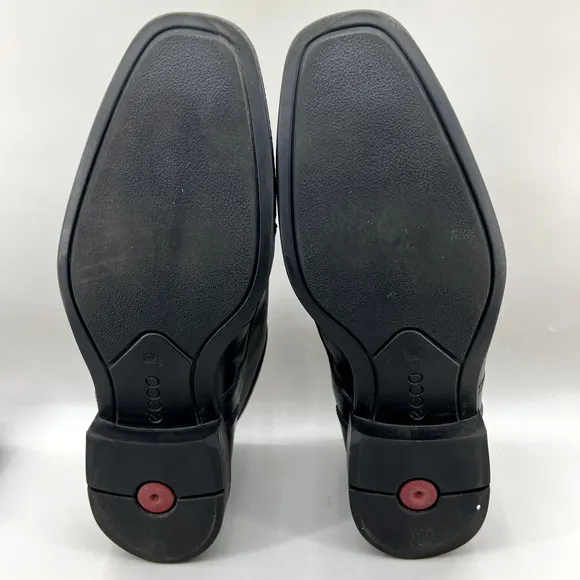 Ecco Chukka Boots Men Size 13 US, 47 EU Black Leather Cap Toe Ankle Formal Shoes