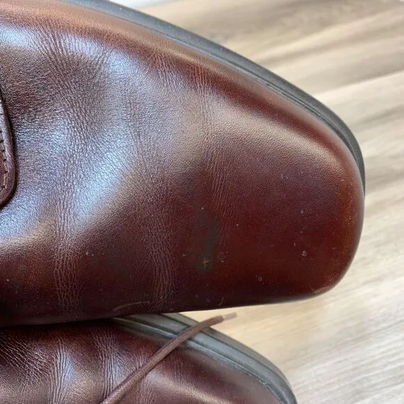 Ecco Helsinki Mens Size EU 45 US 11 Brown Leather Bike Toe Casual Shoes