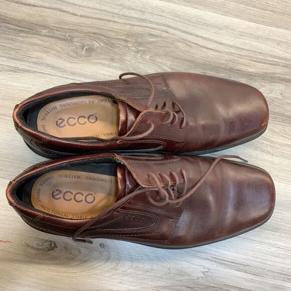 Ecco Helsinki Mens Size EU 45 US 11 Brown Leather Bike Toe Casual Shoes