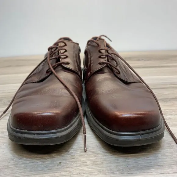 Ecco Helsinki Mens Size EU 45 US 11 Brown Leather Bike Toe Casual Shoes