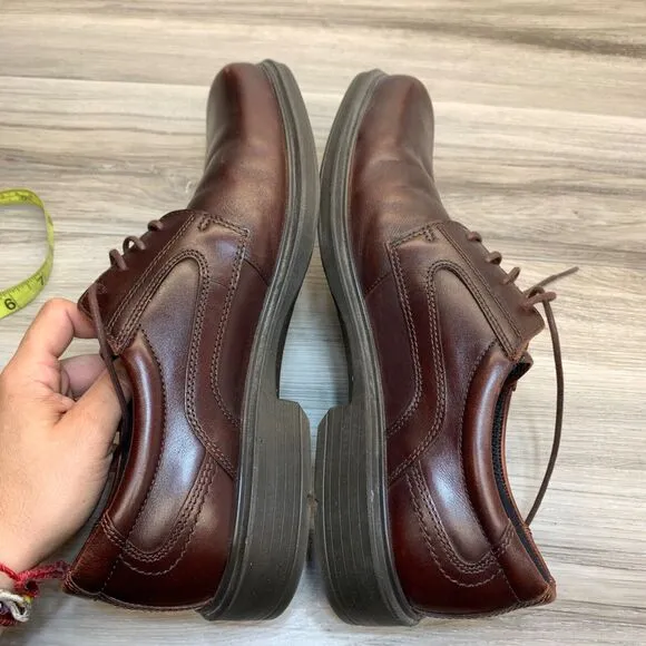 Ecco Helsinki Mens Size EU 45 US 11 Brown Leather Bike Toe Casual Shoes