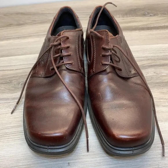 Ecco Helsinki Mens Size EU 45 US 11 Brown Leather Bike Toe Casual Shoes