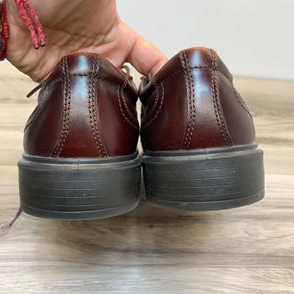 Ecco Helsinki Mens Size EU 45 US 11 Brown Leather Bike Toe Casual Shoes