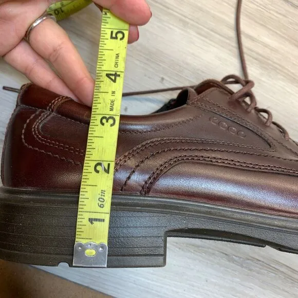 Ecco Helsinki Mens Size EU 45 US 11 Brown Leather Bike Toe Casual Shoes