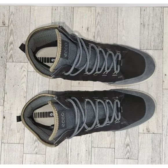 ECCO Mens Receptor Lite Waterproof Leather Boots Mid Size 6-6.5 Grey/Black/White