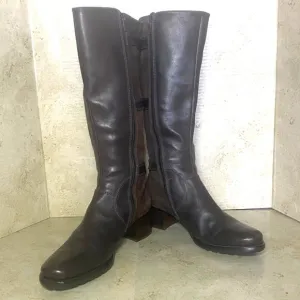 Ecco Womens Leather &amp; Suede Knee-High Boots Buckle Accent Side Zipper Size 39