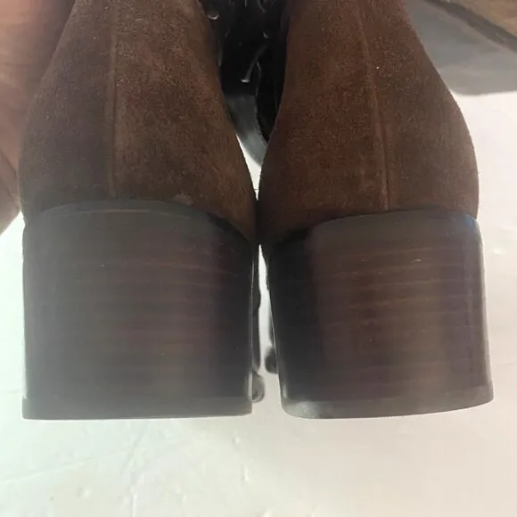 Ecco Womens Leather &amp; Suede Knee-High Boots Buckle Accent Side Zipper Size 39