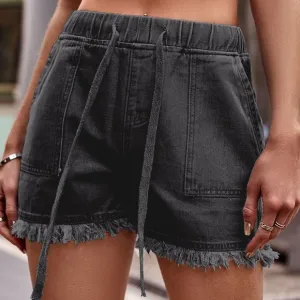 Effortlessly Cool Raw Hem Denim Shorts - Gray
