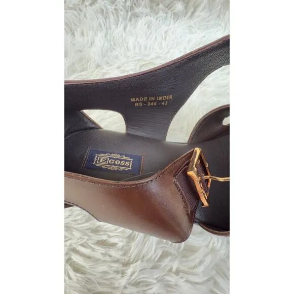 EGOSS men’s fisherman Buckle Closed Toe Sandal Brown leather Made in India Sz 10