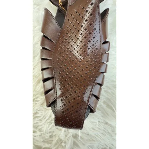 EGOSS men’s fisherman Buckle Closed Toe Sandal Brown leather Made in India Sz 10