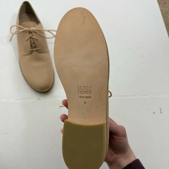 Eileen Fisher Milo Lace-Up Oxford Desert Tan Leather Shoes