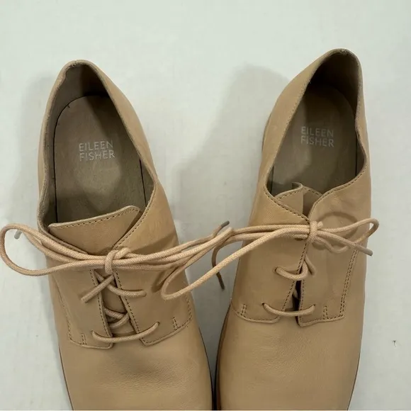 Eileen Fisher Milo Lace-Up Oxford Desert Tan Leather Shoes