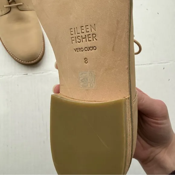Eileen Fisher Milo Lace-Up Oxford Desert Tan Leather Shoes