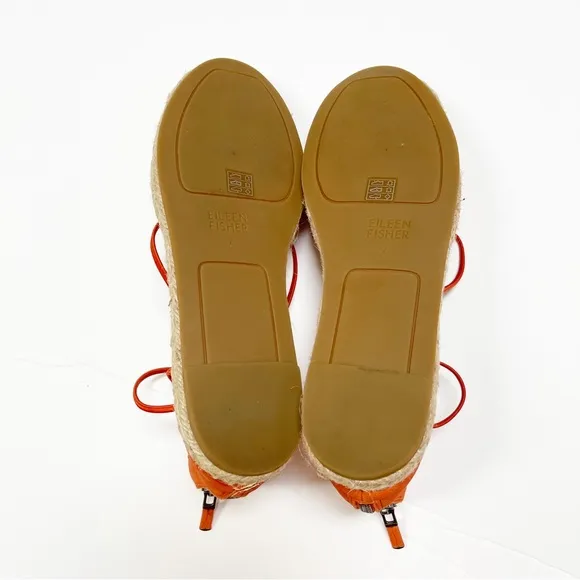 Eileen‎ Fisher Orange Suede Espadrille Wrap Flats Sandals  7
