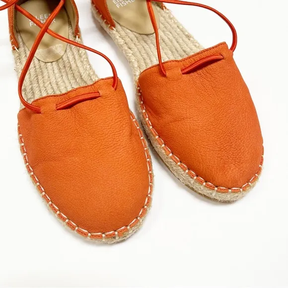 Eileen‎ Fisher Orange Suede Espadrille Wrap Flats Sandals  7