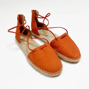 Eileen‎ Fisher Orange Suede Espadrille Wrap Flats Sandals  7