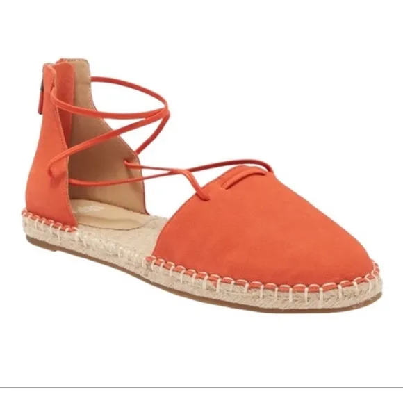 Eileen‎ Fisher Orange Suede Espadrille Wrap Flats Sandals  7