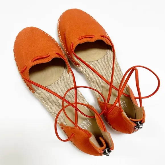Eileen‎ Fisher Orange Suede Espadrille Wrap Flats Sandals  7