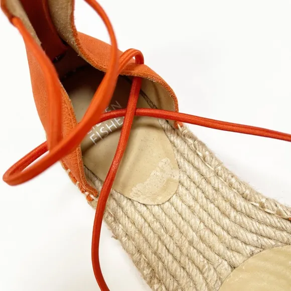 Eileen‎ Fisher Orange Suede Espadrille Wrap Flats Sandals  7
