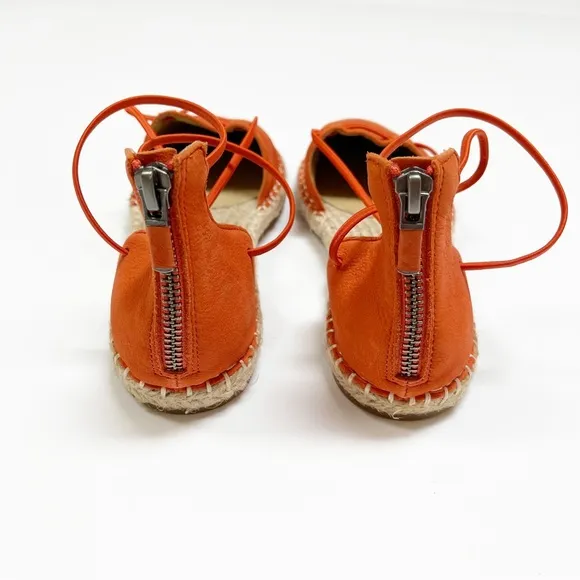 Eileen‎ Fisher Orange Suede Espadrille Wrap Flats Sandals  7