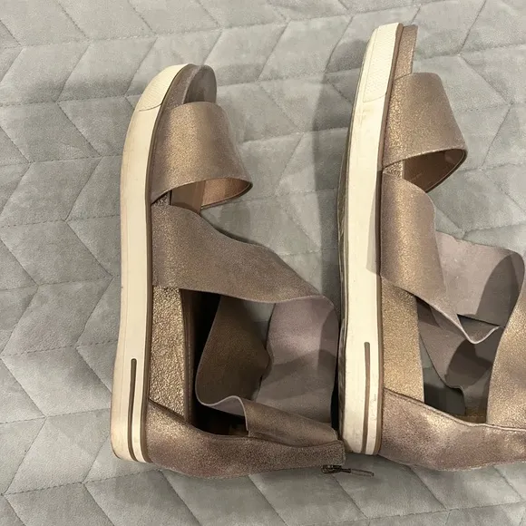 Eileen Fisher Sport Suede Criss Cross Banded Wedge Platform Sandals