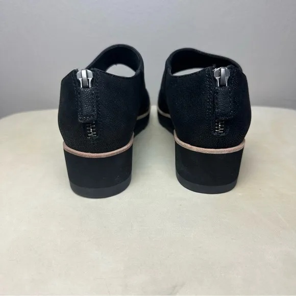 Eileen Fisher Suede Demi-Wedge Zip Up Sandals Sz 6