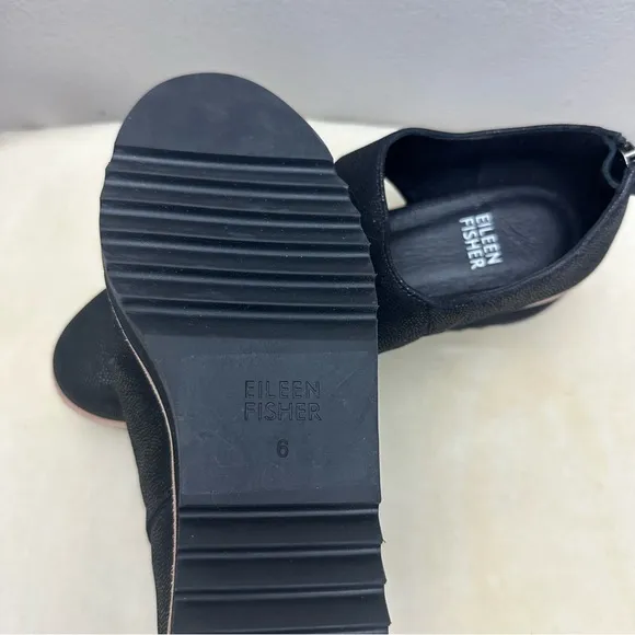 Eileen Fisher Suede Demi-Wedge Zip Up Sandals Sz 6