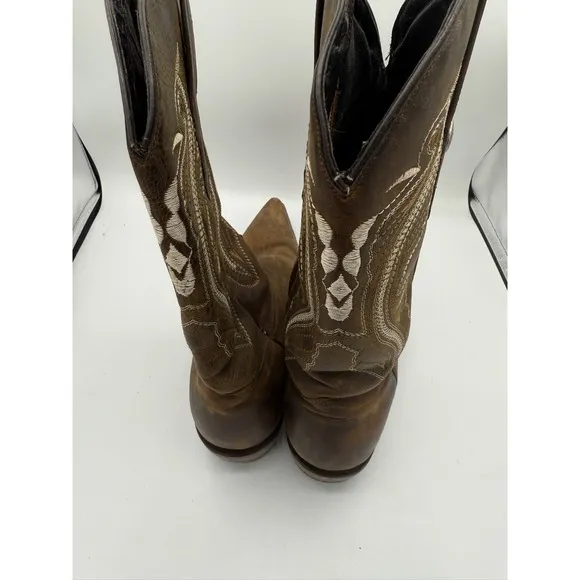 El Toro Bravo Cowboy Boots Brown Leather Western TB Stitch USA Made Mens 9.5