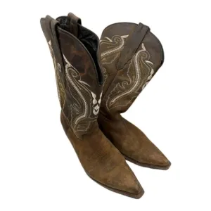 El Toro Bravo Cowboy Boots Brown Leather Western TB Stitch USA Made Mens 9.5