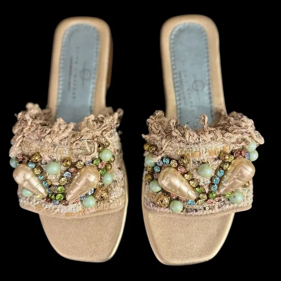 Elina Linardaki Custom Bridal/ Formal Sandals Beaded, Pearls, Jewels EU 39 US 8