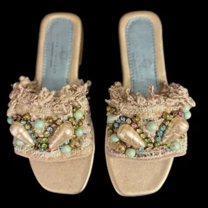 Elina Linardaki Custom Bridal/ Formal Sandals Beaded, Pearls, Jewels EU 39 US 8